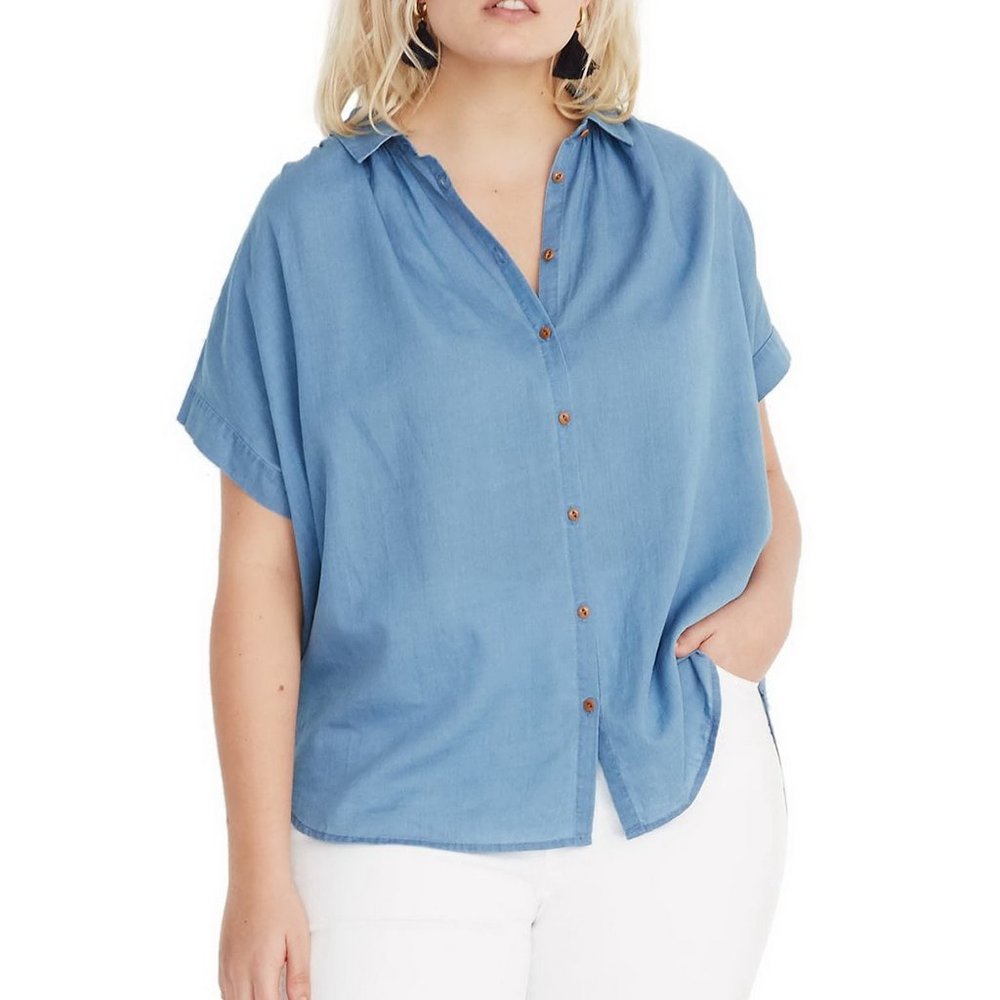 NWT Madewell Short Sleeve Central Shirt-Plus Sizes